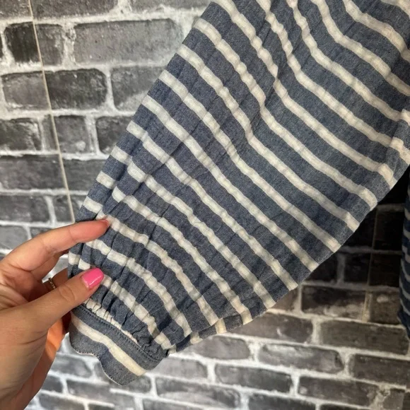 Emerson Fry FRANCES BLOUSE BLUE IVORY SAILOR STRIPE shirt top button front - Picture 4 of 11